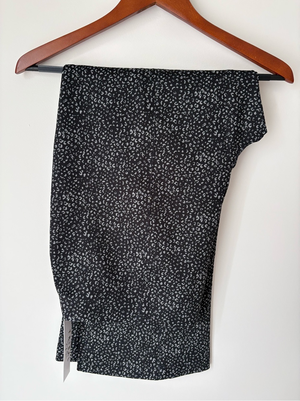 Tribal Black with Gray Leopard Print Ponte Knit Straight Leg Pull-on Pants